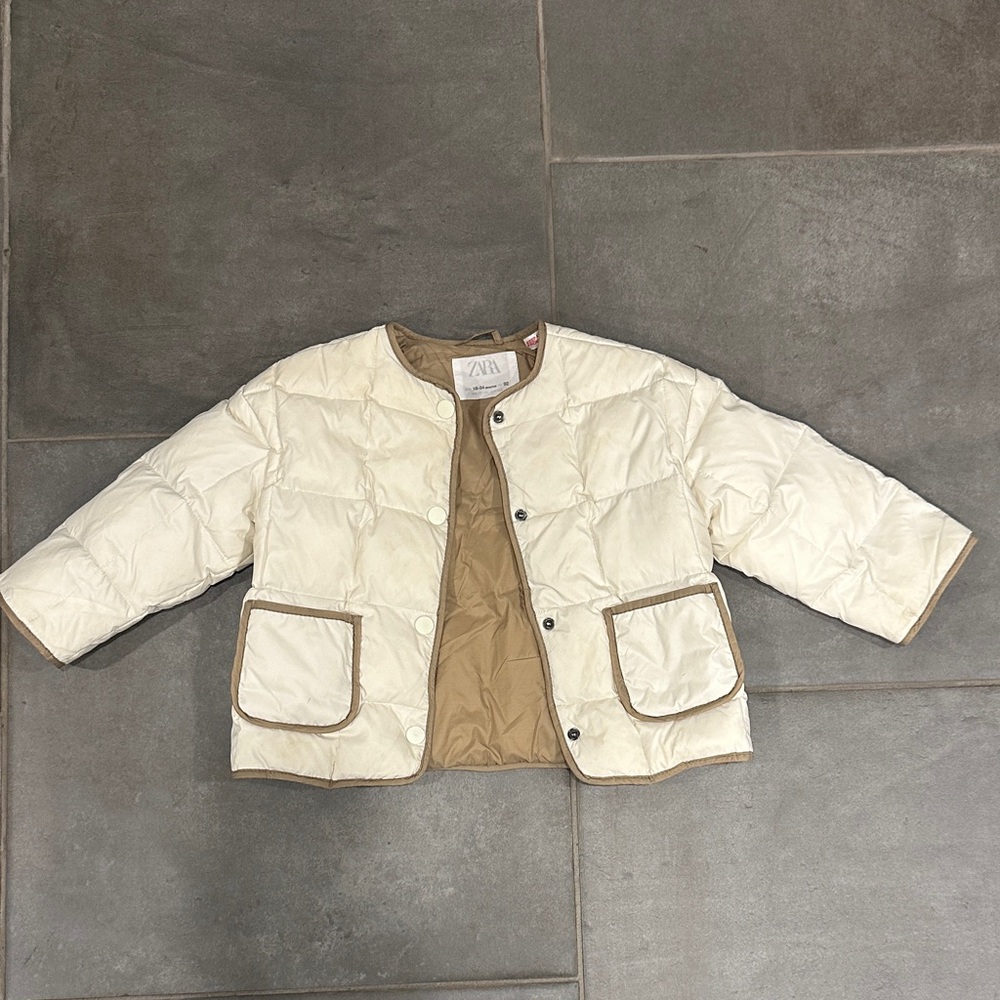 Zara Kids Cream and Tan Jacket